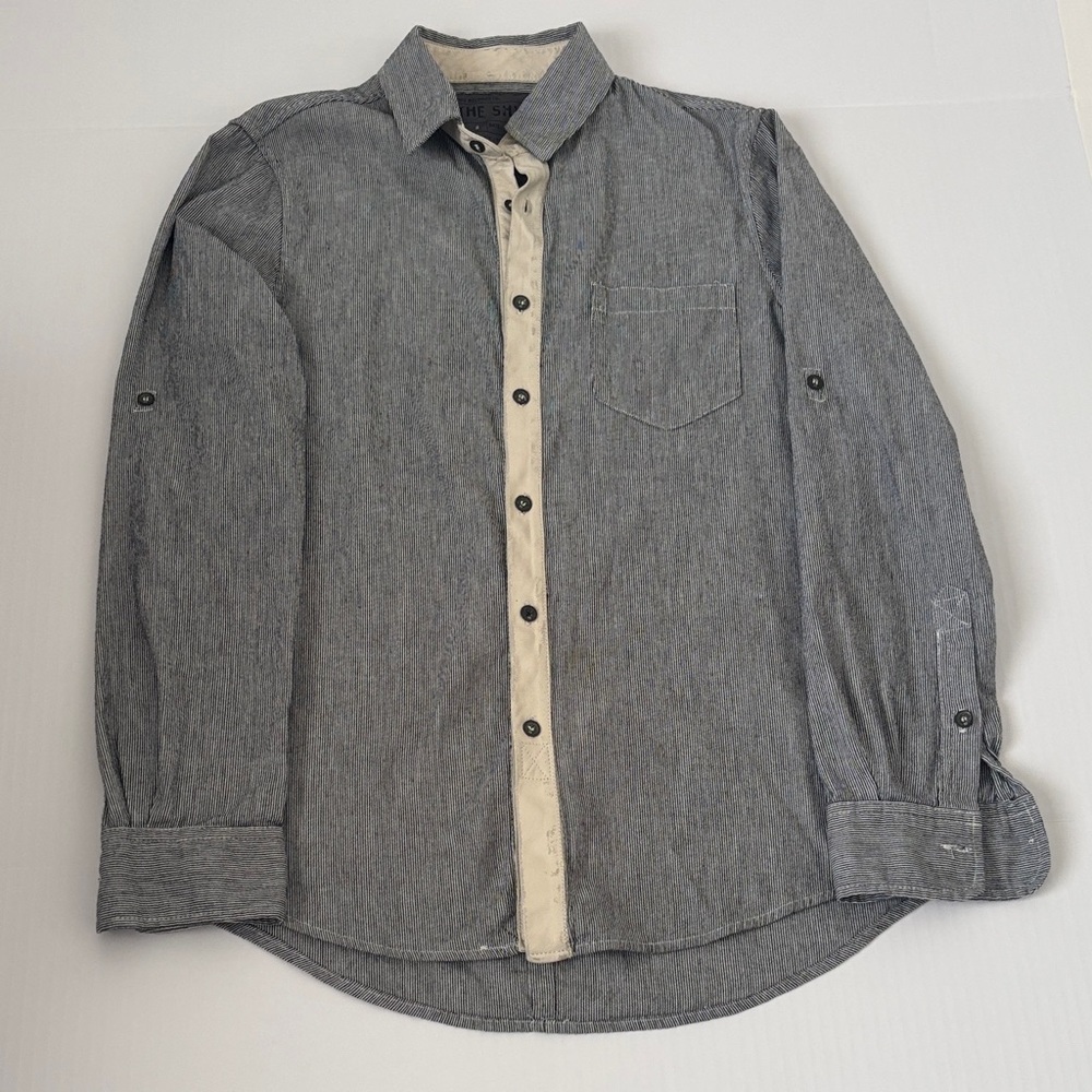 THE SHIRT Casual Grey Long-Sleeve Button-Down Shirt with Contrast Placket